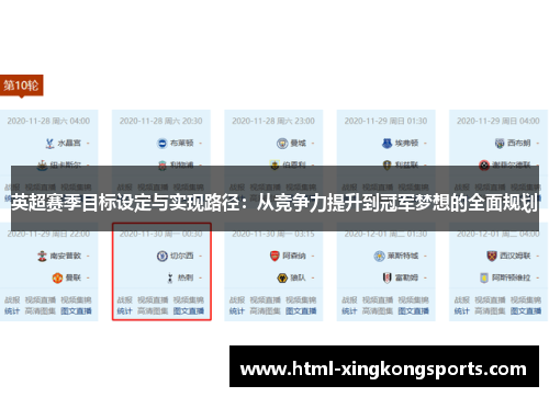英超赛季目标设定与实现路径：从竞争力提升到冠军梦想的全面规划