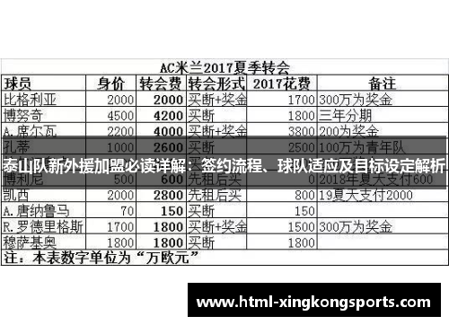 泰山队新外援加盟必读详解：签约流程、球队适应及目标设定解析